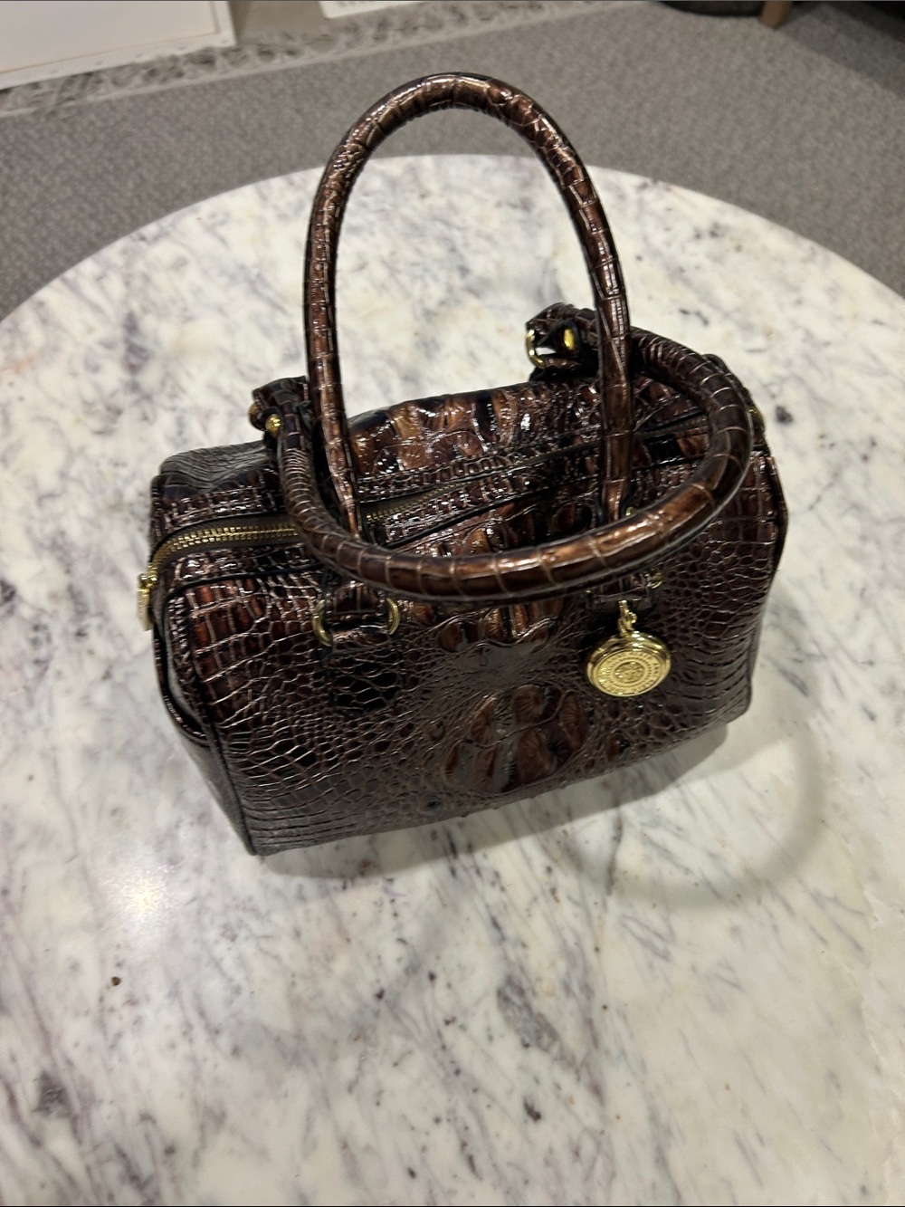 Anne Klein Brown Croc-Embossed faux Leather Satchel handbag BNWOT